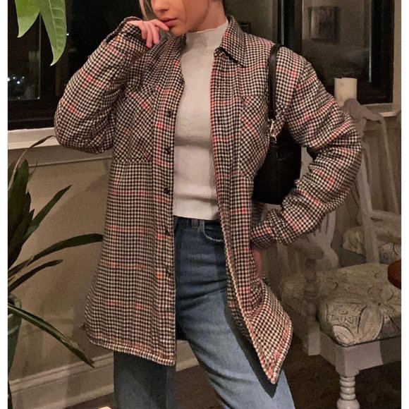 Vintage Tops - Vintage 90's Houndstooth Plaid Insulated Shacket